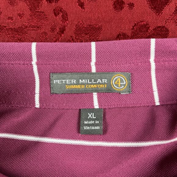 Peter Millar Shirt Mens XL Pink Stripe Summer Comfort Polo Golf Embroidery - Picture 3 of 9